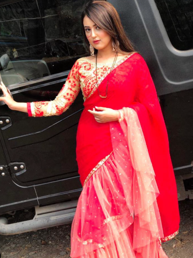Riya Sharma's ethnicity is evident in her saree outfit