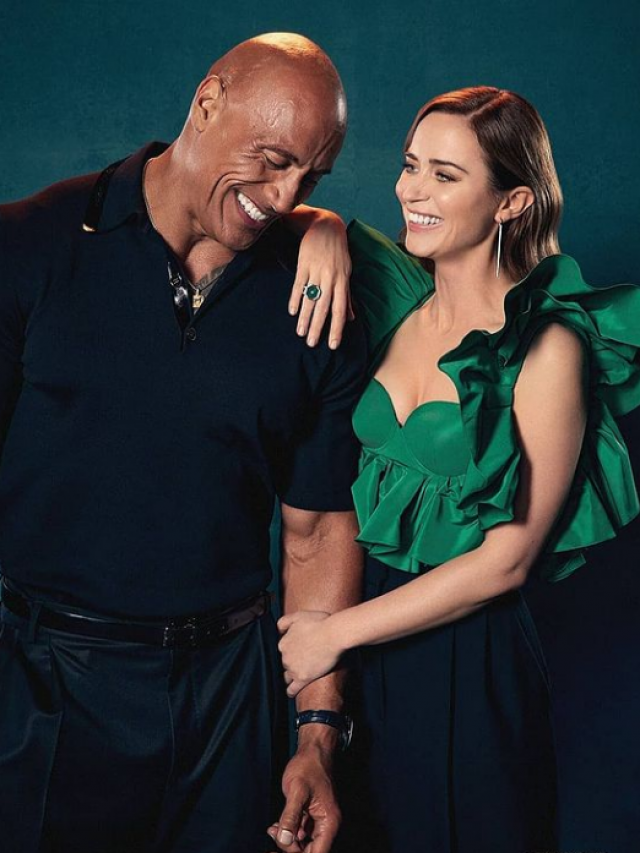 Emily Blunt is accompanied by Hollywood stars during the shoot